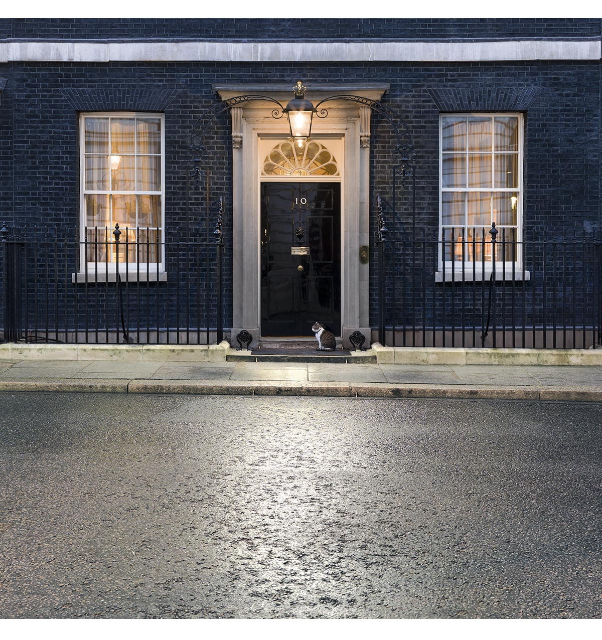 10 Downing Street and Larry the cat. Whitehall, London